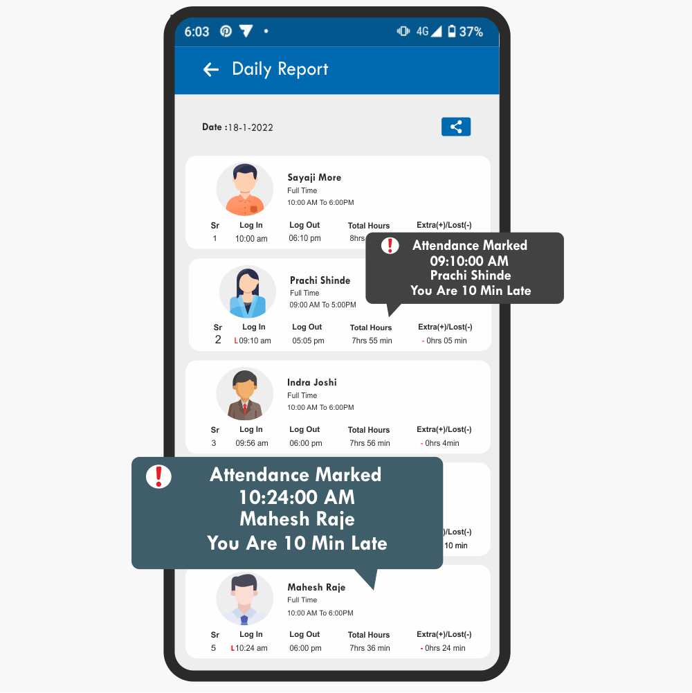 Attendance box | Alerts & Notification
